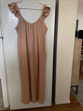 Stanton Large Tab Sleeveless Ruffle Strap Maxi Dress Pockets Vacation Versatile